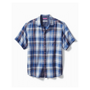 $118 Tommy Bahama Men's Cala Beach Plaid Camp Shirt 100% Cotton (Cobalt Sea, M)