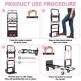 thumbnail image 6 of Yacona 3-in-1 Folding Hand Truck, Foldable Dolly Cart with Wheels Heavy Duty, Convertible Hand Cart for Moving with Retractable Handle, Pink, 6 of 7