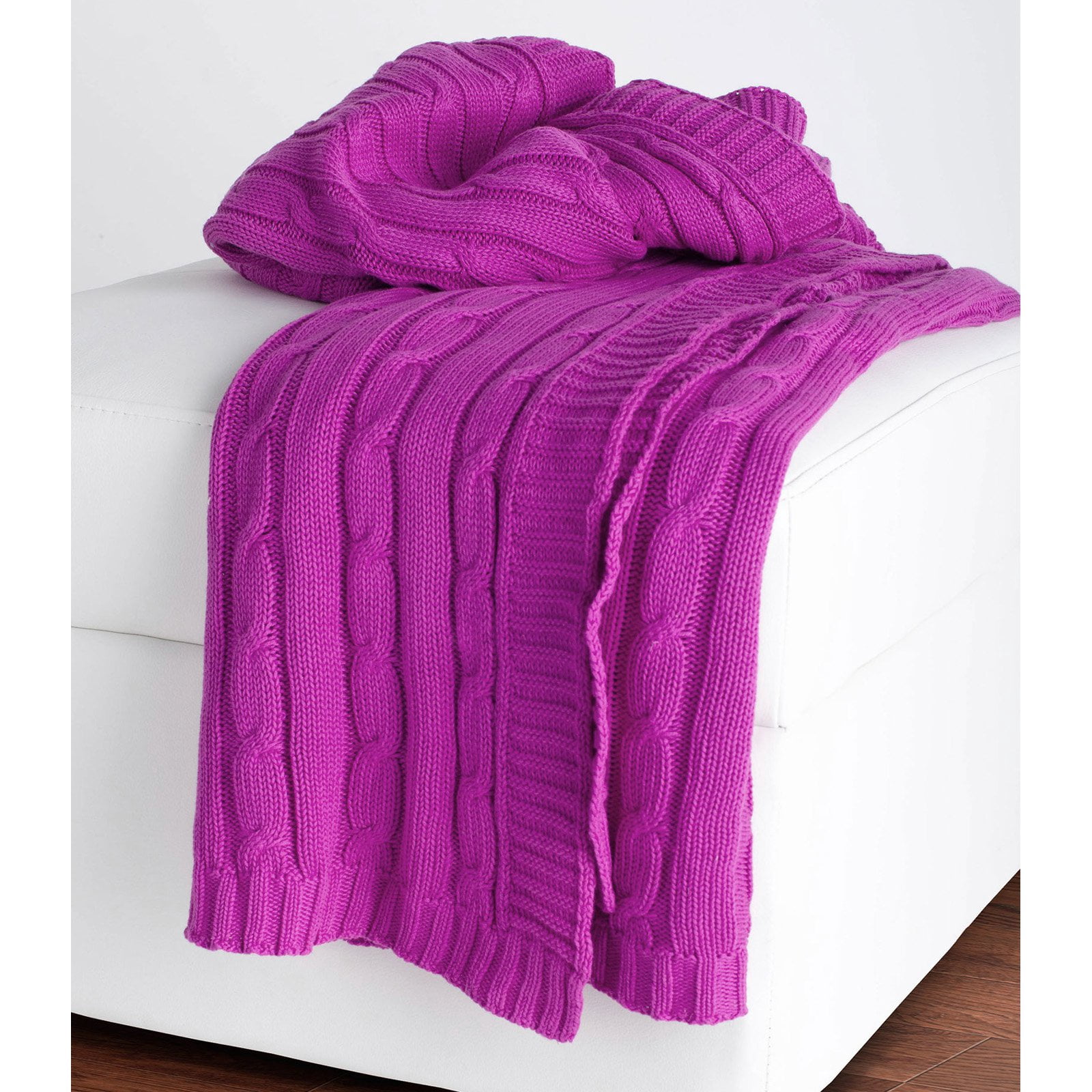 Rizzy Home Cable Knit Sweater Throw, 50" x 60", Blue