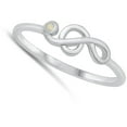 thumbnail image 4 of CHOOSE YOUR COLOR Clef Note Music Note Ring White Simulated Opal .925 Sterling Silver Band CZ Female Size 8, 4 of 4