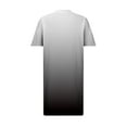 thumbnail image 5 of Usmixi Womens Dresses Short Sleeve V-Neck Gradient Midi Summer Dress Vintage Swing T Shirt Pocket Plus Size Dresses Gray XXXXXL, 5 of 5