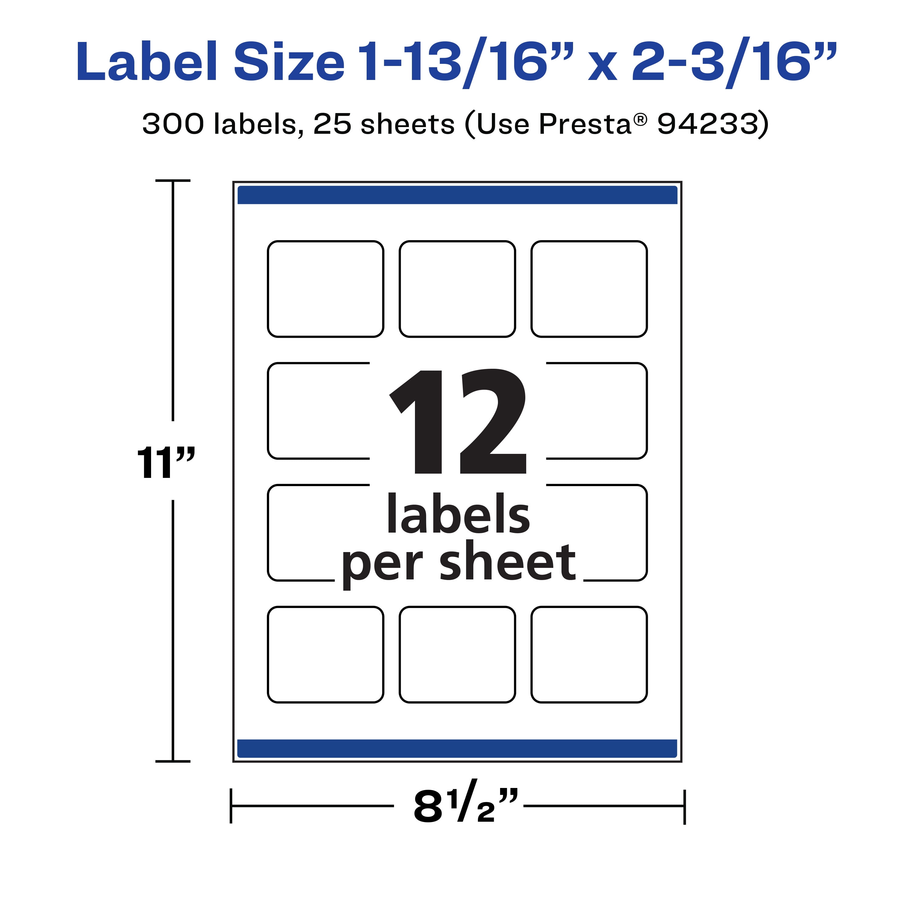 Avery 1-13/16" x 2-3/16" Waterproof Rectangle Labels, 300 Labels