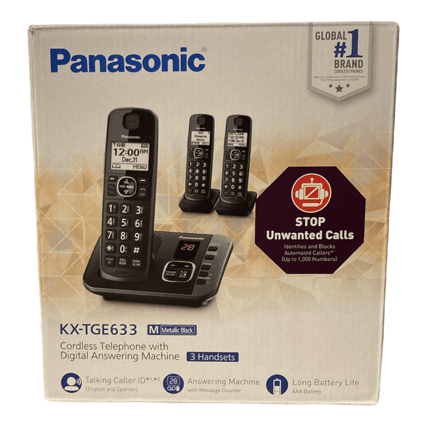 Panasonic KXTGE633M DECT 6.0 Expandable Cordless Phone System with 3