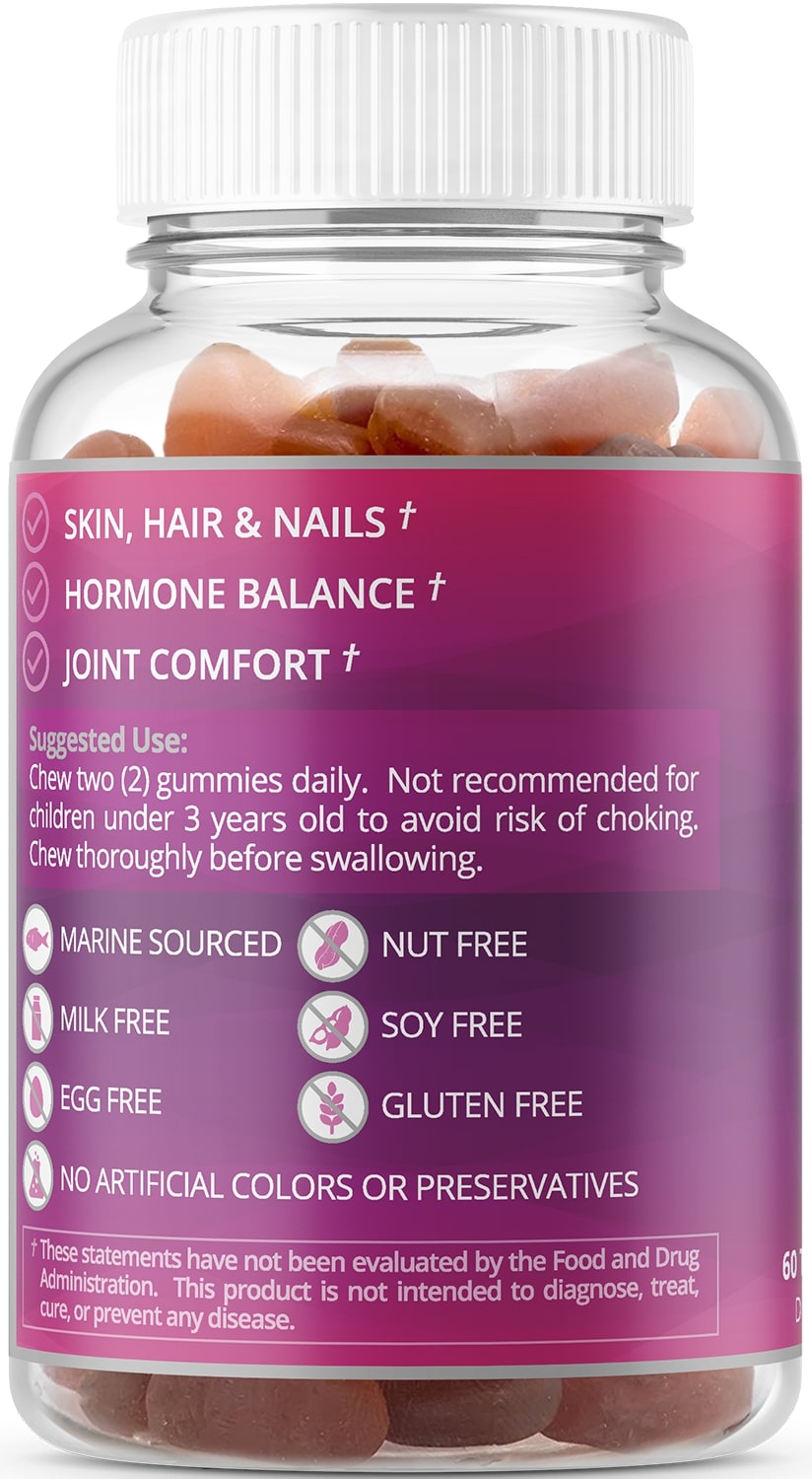 Hydrolyzed Collagen Gummies Type I & III Supplement Hair, Skin and