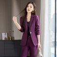thumbnail image 1 of Vestido de oficina morado oscuro para mujer, traje ejecutivo elástico profesional para departamento de ventas, 1 of 4