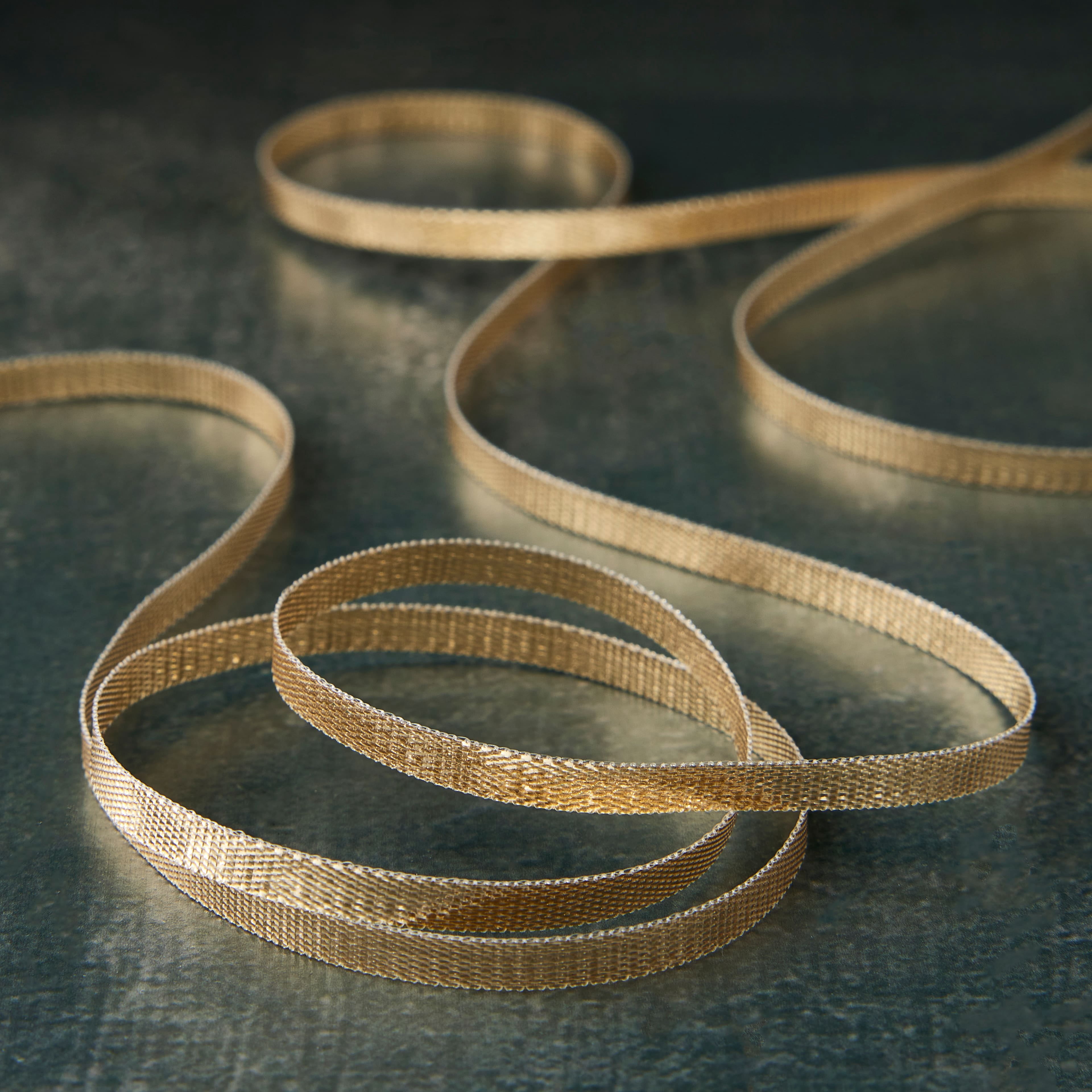 1/8" x 10yd. Gold Metallic Lame Ribbon by Celebrate It – Non-Wired with Woven Selvage - Ideal for Gift Wrapping - Wreaths & Crafts - 24 Pack
