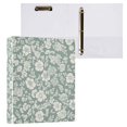 thumbnail image 3 of Haosy Hardcover 3 Ring Binder 1.5 Inch Ring Decorative Binder Organizer for Home School Office, Sage Green White Flower, 3 of 10