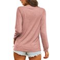 thumbnail image 5 of LUXUR T-shirt Femme Col Rond Tee-Shirt Couleur Unie Pull Décontracté Manches Longues Rose L, 5 of 5