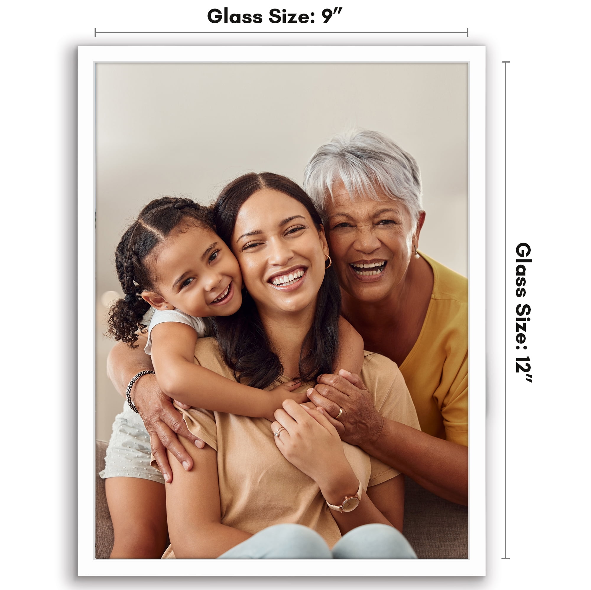 Americanflat 9x12 Picture Frame with Shatter-Resistant Glass Streamline Collection Thin Border Photo - White