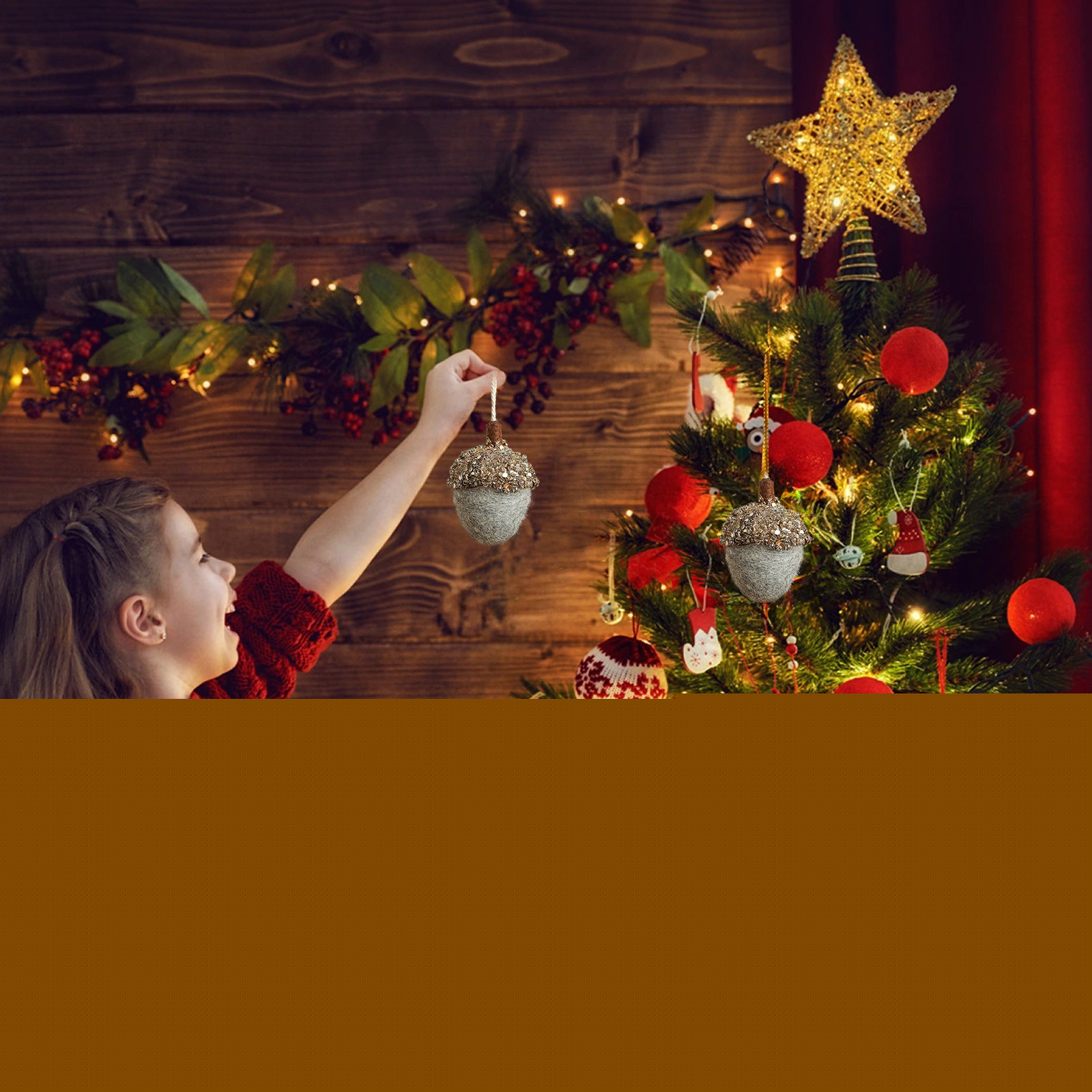 thumbnail image 1 of Adornos Navideños Fiudx Fieltro para Árbol de Navidad Conos de Pino, 1 of 6