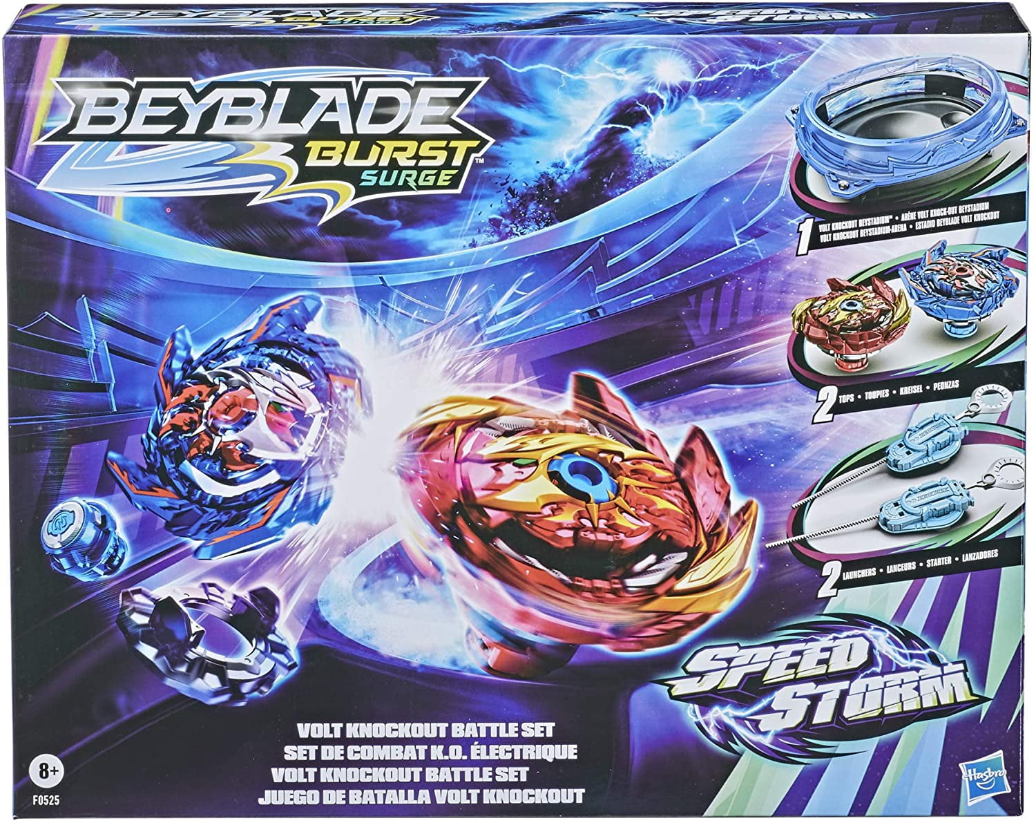  Beyblade Burst Surge Speedstorm Volt Knockout Battle Set –  Complete Battle Game Set with Beystadium, 2 Battling Top Toys and 2  Launchers