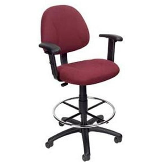B1616 Drafting Office Chair - Burgundy - Adjustable Height Arms
