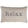 thumbnail image 5 of Sunbrella  Canvas EMbroidered "Relax" Indoor/Outdoor 13x20 Corded Lumbar Pillow (Single) Cast Silver with Black Words, 5 of 5