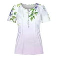 thumbnail image 3 of YOTAMI Plus Size Tops for Women Dressy Casual Loose Fit Blouses Summer Ruffled Floral Print Short Sleeve Button V-Neck T-Shirts Multicolor, 3 of 5