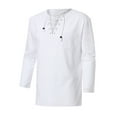 thumbnail image 6 of IROINNID Deals Mens Pullover Shirts Long Sleeve Solid Color V-Neck Shirts Pullover Blouse Tops,White, 6 of 7
