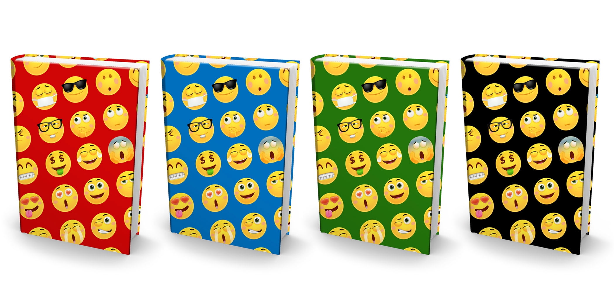 Book Sox Stretchable Jumbo Book Covers, Emoji 4 Piece Bundle