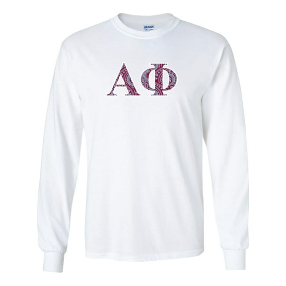 Alpha Phi Long Sleeve T-shirt Greek Letter Design – White