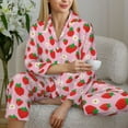 thumbnail image 6 of Honeii Hand Drawn Strawberry print Women's Pajama Sets Long Sleeve Button Down Sleepwear Nightwear Soft Pjs Lounge Sets-Large, 6 of 7