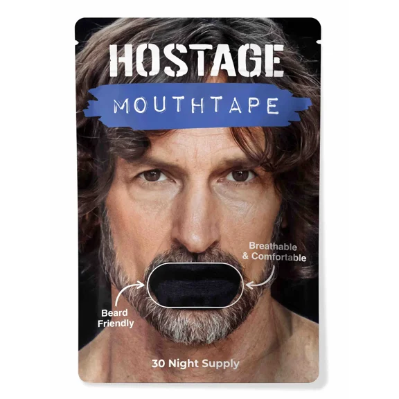 Hostage Tape Mouth Tape for Sleeping 30 Count — BeardFlex Technology, CPAP Friendly, Anti Snoring, Hypoallergenic, No Residue, Better Sleep for Men