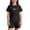 Black, variant on Girls Casual Alphabet Print Loose Fit Kids Summer Short Sleeve Outfits Girls Clothes Set