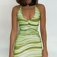 thumbnail image 2 of Women Fashion Halter Ripple Print Dress Stylish Backless Dress, 2 of 3