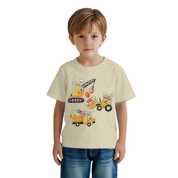 Boys Easter Bunny Egg Print Short Sleeve T Shirt Toddler Holiday Casual Outfit Clothes