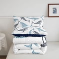 thumbnail image 5 of jejeloiu Bohemian Whale Art Twin Comforter Sets,Swirly Pattern Print Bedding Set For Boys,White Blue,Navy Blue Reversible,2 Pieces,1 Comforter and 1 Pillowcase, 5 of 7