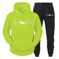 thumbnail image 4 of Conjunto de ropa deportiva con estampado de latidos del corazón de Dachshund para hombre, sudaderas con capucha y pantalones de manga larga a la moda, trajes de 2 piezas, chándales con diseño de perro, 4 of 5
