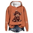 thumbnail image 4 of SONXAHE Women's Highland-Calf-Graphic Hooded Sweatshirt Oversized Long-Sleeve Farm Autumn Pullover Tops, 4 of 4