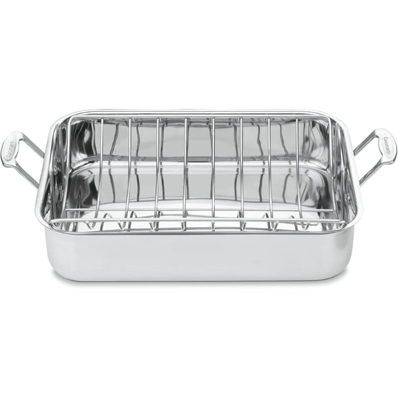16-Inch Roaster, Chef's Classic Rectangular Roaster with Rack, Stainless Steel, 7117-16URP1