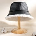 thumbnail image 3 of Winter Bucket Hat Cozy Faux Lambswool Double-sided Reversible Thickened Fleece Solid Color Keep Warm Fisherman Hat, 3 of 7