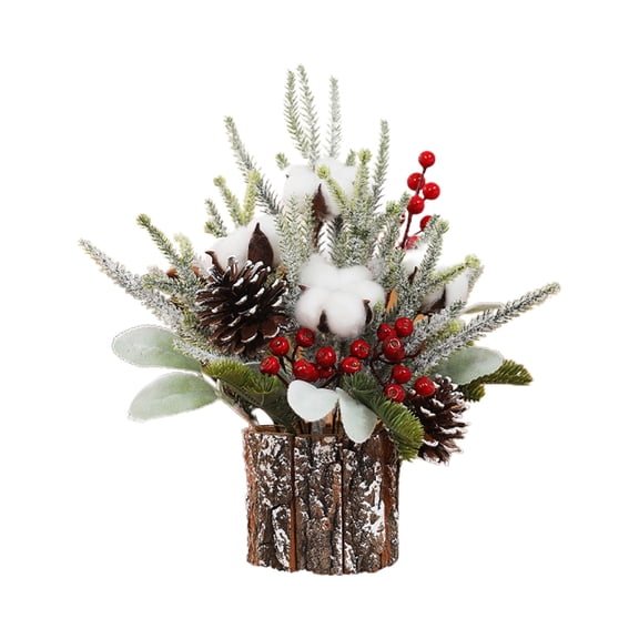 EUDIDV Holiday Decorations Newest Artificial Mini Christmas Trees Prelit- Indoor Christmas Decorations With Lights Small Xmas Trees Include Berry/Pinecone Tabletop Christmas Decor Xmas Tree Ornaments