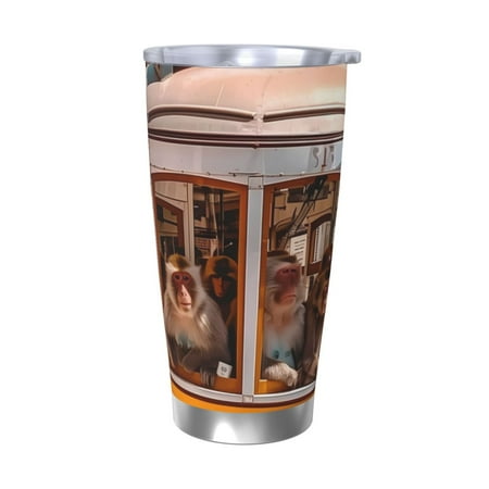 

Qekee Modern Urban Monkey Print 20OZ Car Cup Stainless Steel Vacuum Insulated Tumbler Tumbler Cup With Lid And Straw Travel Coffee Mug-Without Straw