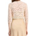 thumbnail image 3 of MODA NOVA Juniors Casual 3/4 Sleeve Sheer Lace Floral Open Front Shrug Top, 3 of 6