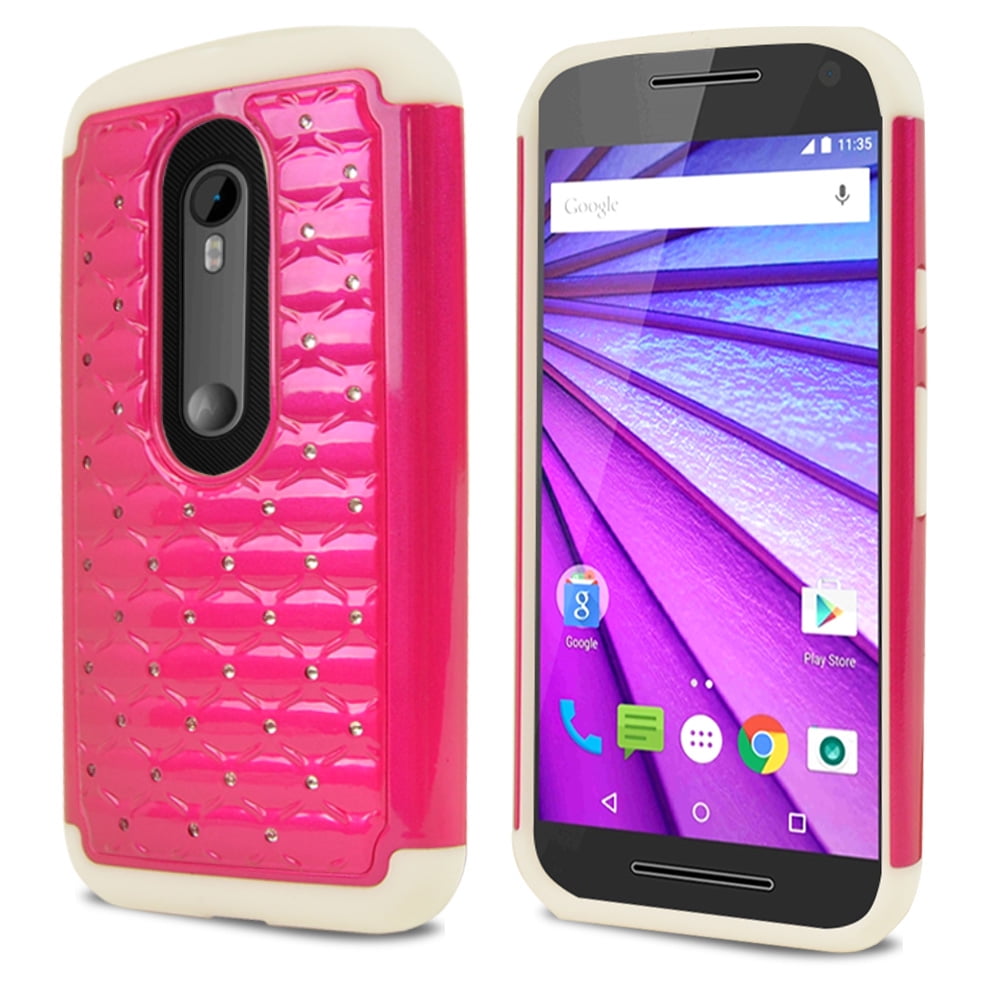 vrije tijd bloeden collegegeld Motorola Moto G 2015 Case, [Hot Pink] Supreme Protection Hard Plastic Case  w/ Kickstand on Silicone Skin Dual - Walmart.com