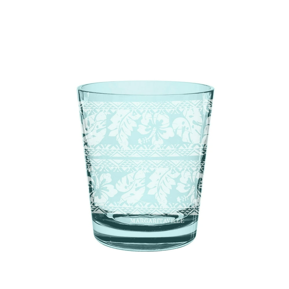 Batik Turquoise Etch 16 Oz Hammered Dof, 6 Plastic Cocktail glasses
