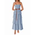 thumbnail image 2 of Women'S Summer Boho Strapless Maxi Dress Casual Sleeveless Off Shoulder Beach Long Sundress Blue-Gray XL, 2 of 9
