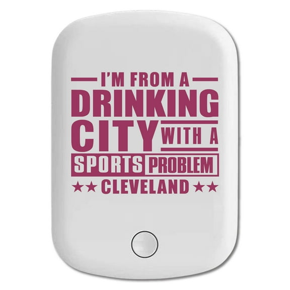 DistinctInk Magnetic Battery Pack, 10000 mAh Wireless Portable Charger with USB-C Cable, Compatible with MagSafe iPhone 14 / 13 / 12 Series - Cleveland Drinking City Sports Problem