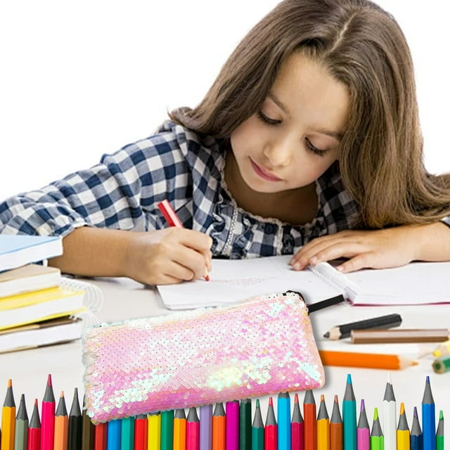 Student Pencil Case Two-color Sequin Pencil Case Sequin Bag Earphone Data Cable Storage Bag