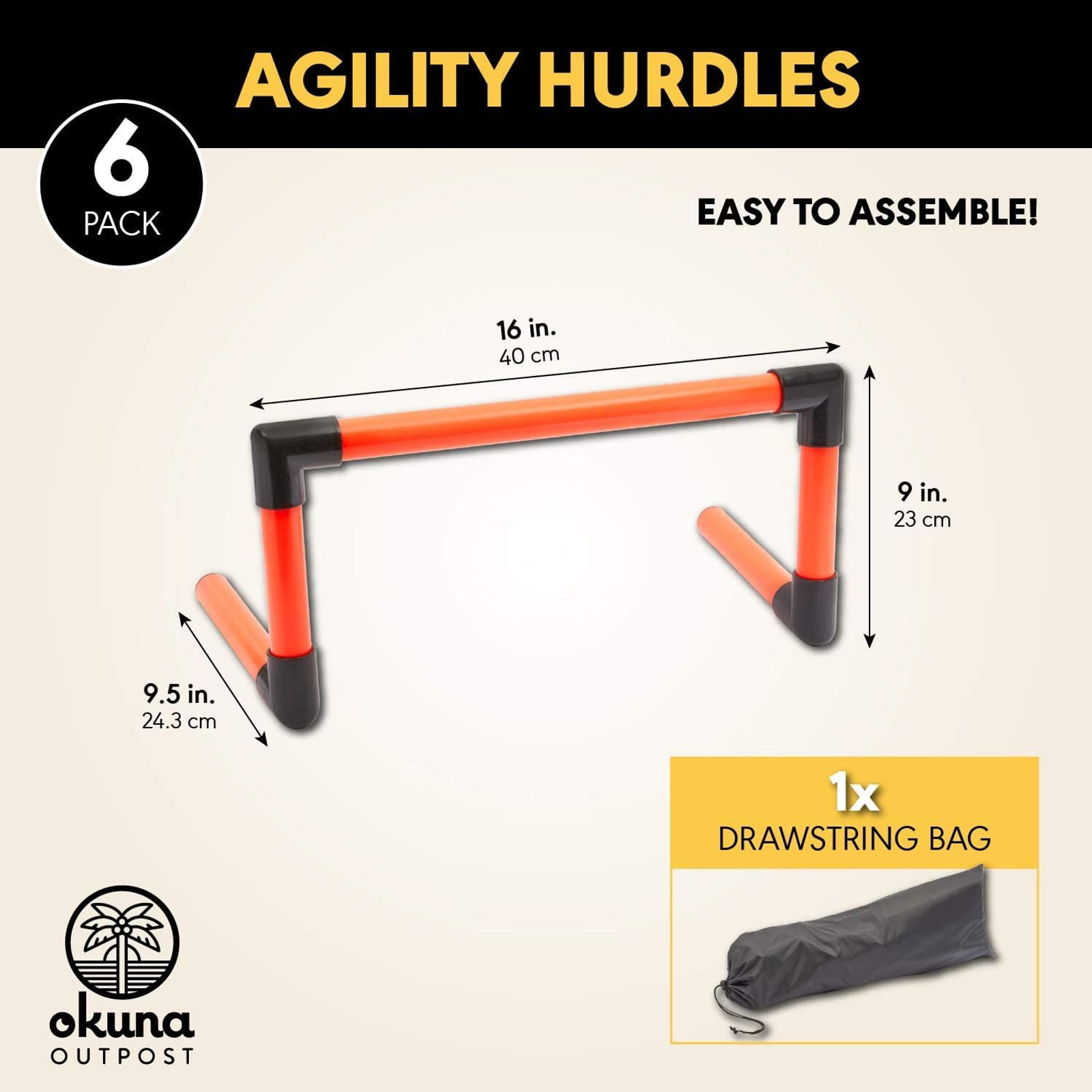 SIX 9 Inch Hurdles Free bag agility speed football soccer Training Aid jump 