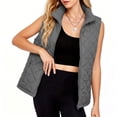 thumbnail image 4 of cocolona Quilted Vest for Women LightWeight Solid Color Basic Sleeveless Jacket Fall Winter Stand Collar Zipper Coat with Pocket, 4 of 6