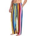 thumbnail image 6 of Cauagu Yellow Blue Mexican Blanket Stripes Mens Pajama Pants Sleep & Lounge Pants,PJ Bottoms with Pockets-Large, 6 of 6