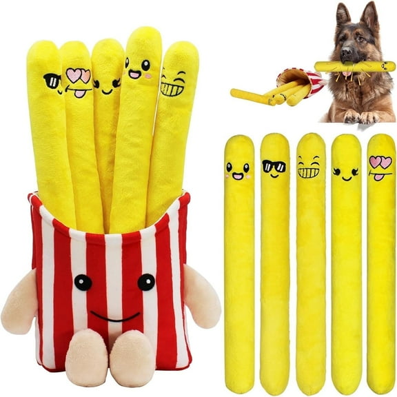 Magicorange Squeaky & Plush 5-Piece Dog Toy Gift Set for Small Dogs, French Fries Shape