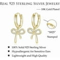 thumbnail image 7 of Solid 925 Sterling Silver Bow Drop Hoop Earrings for Women Teens Bowknot Hoop Earrings Huggie Ribbon Earrings, 7 of 7