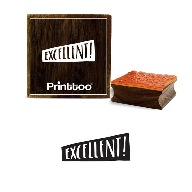 Printtoo Excellent Word Design Diary Card Square Wooden Rubber Stamp Scrap-booking-4 x 4 Inches
