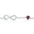 thumbnail image 3 of Gem Stone King 925 Sterling Silver Infinity Bracelet for Women with Heart Heart Shape Garnet and Moissanite (1.13 Cttw, Box Chain Fully Adjustable up to 9 inch), 3 of 6