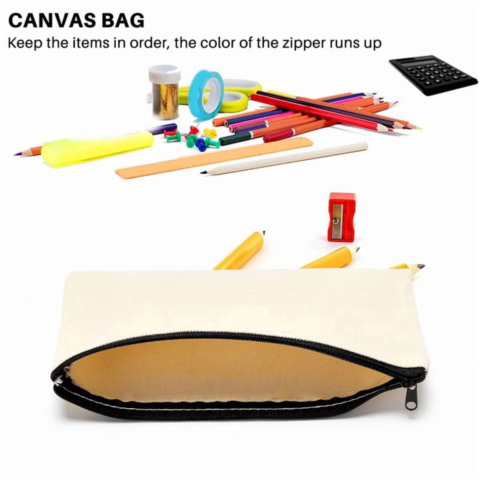 Canvas Zip Bags Canvas Pencil Pouch Canvas Makeup Bags Blank Canvas Pencil Case DIY Craft Bags Cosmetic Pouch Makeup Bag