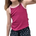 thumbnail image 2 of Fozruso Girls Tops Casual Summer Sleeveless Color Block Stretchy Tank Top For Toddler Kids Teenage Comfortable Breathable Outfit Casual Tee,Sizes 8-9 Years Red, 2 of 7