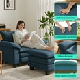 thumbnail image 4 of Linsy Home Oversized Corduroy Accent Chair with Ottoman for Living Room, Blue, 4 of 7