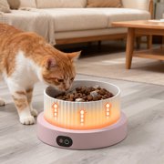 Outside Heated Bowl Large Heated Water Bowl ,Outdoor Thermostatic Heated Cat Bowl ,Large Ceramic Anti-Freeze Dish for Cat Dog Chicken Rabbit Goose Squirrel,4.65x7.87inch(11.8x20cm),Pink